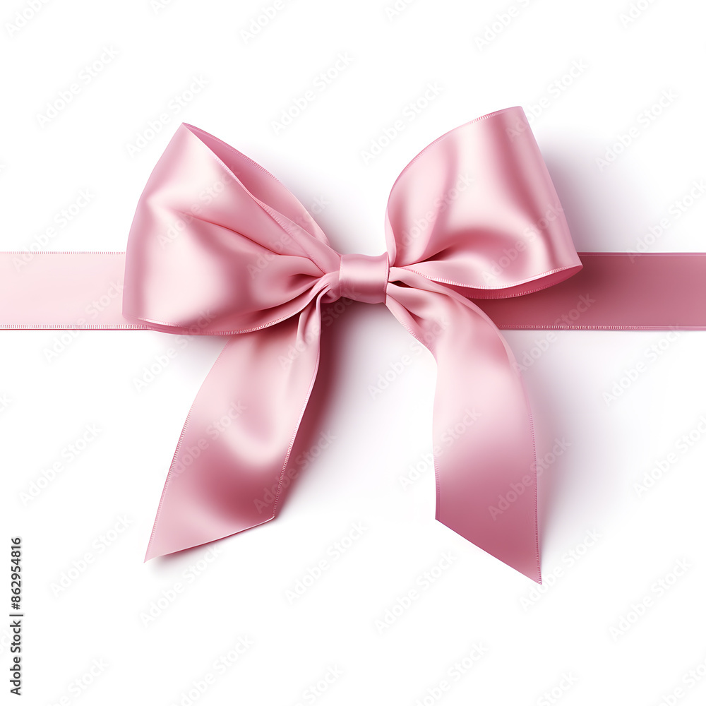 Pink silky bow and ribbon isolated on white background