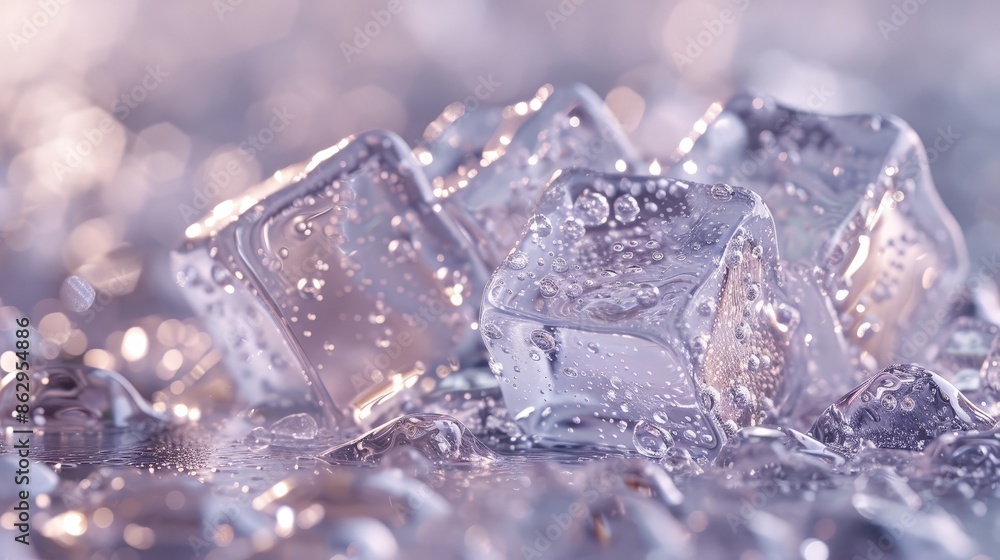 Close up of Ice Cubes with Water Droplets. Close up of Ice Cubes with Water Droplets.