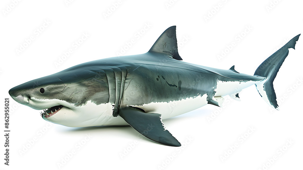 White shark isolated on white background White shark isolated on white background