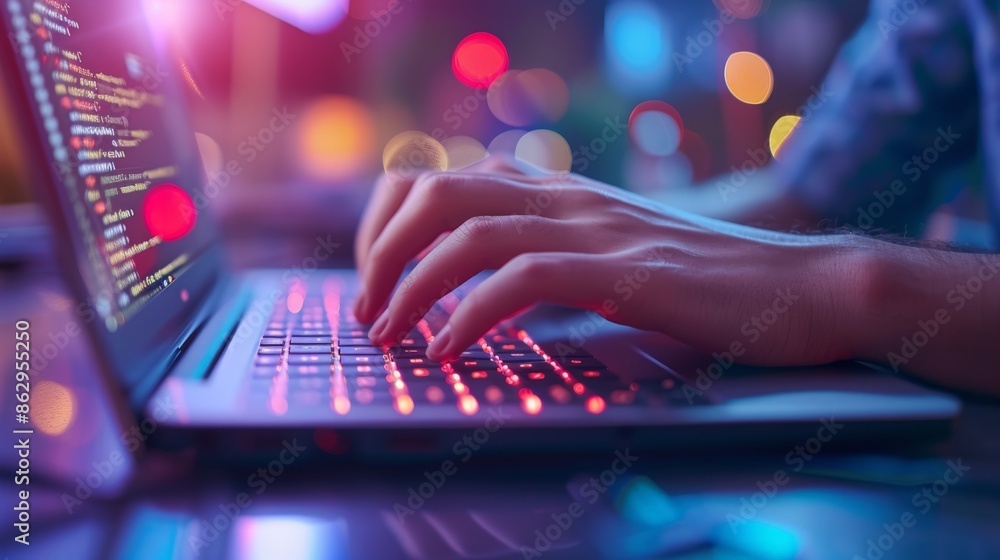 Close Up of Hands Typing on a Laptop Keyboard. Close Up of Hands Typing on a Laptop Keyboard.
