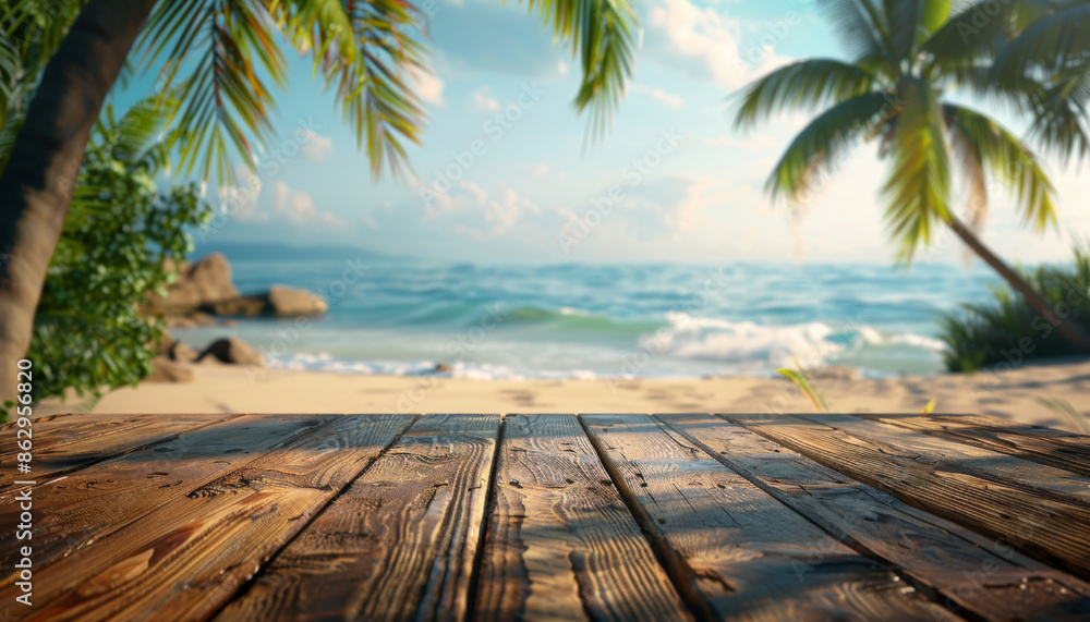 Tropical Beach With Wooden Plank Tropical Beach With Wooden Plank