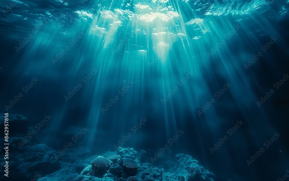 Sunlight shining through the water Sunlight shining through the water