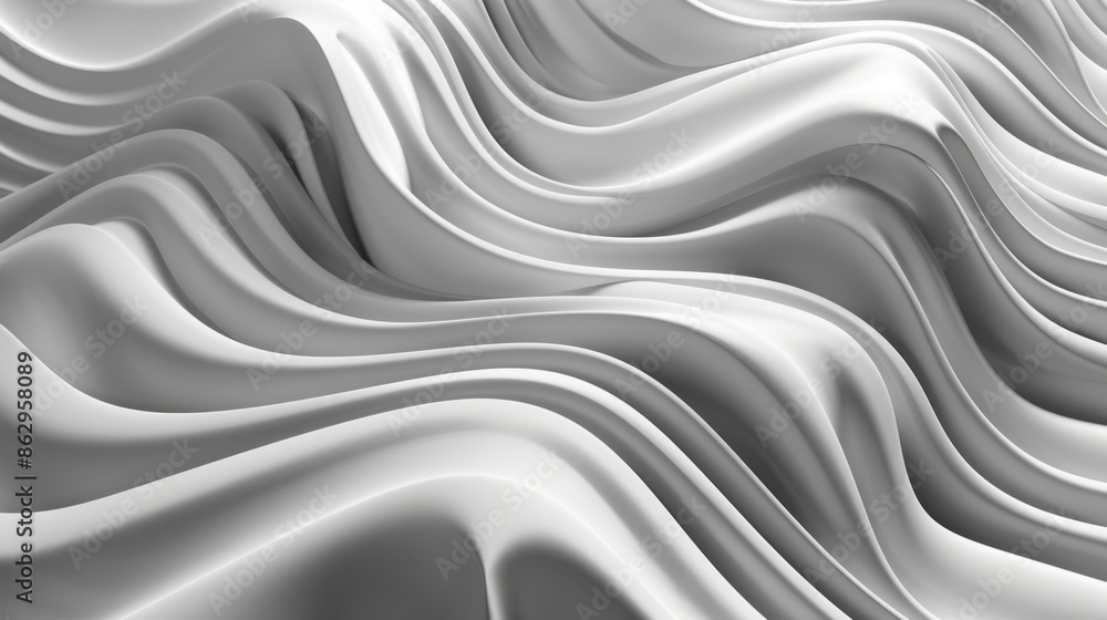 Obraz premium Abstract Smooth White Wavy Texture, Generative AI