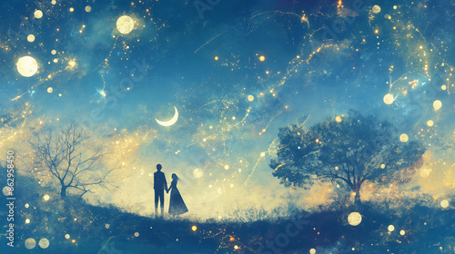 夜空の下にいる恋人達