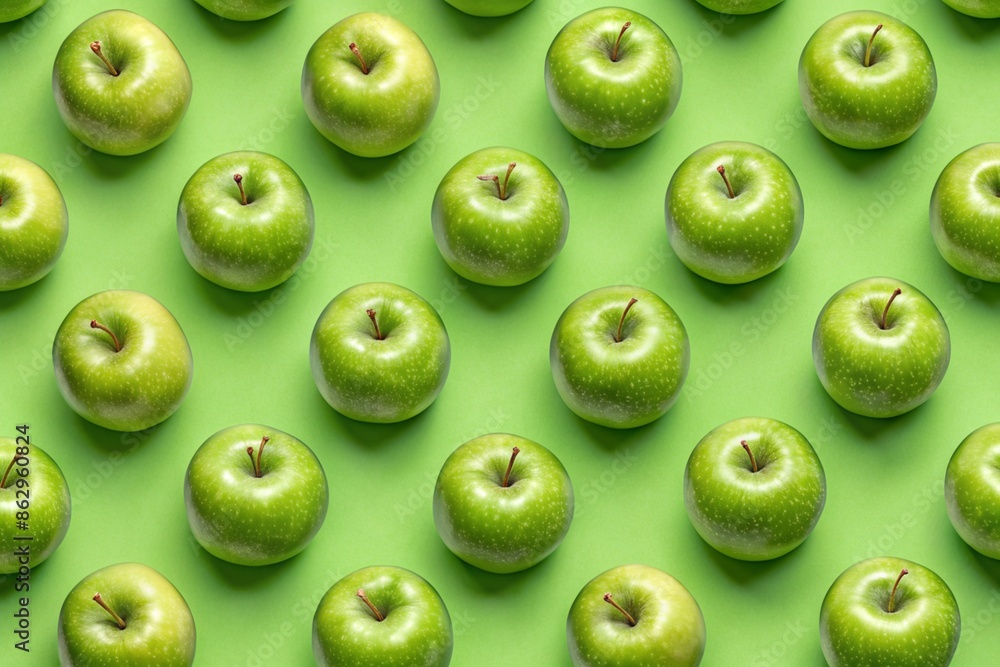 Fresh green apples on the light green background Fresh green apples on the light green background