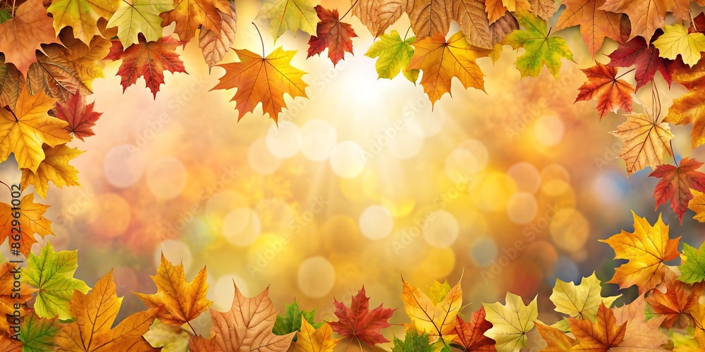 Close-up of falling autumn leaves against a backdrop of bright sunlight. The concept of a gentle, bright, unusual autumn. With copy space. Postcards, invitations, congratulations, certificates, banner Close-up of falling autumn leaves against a backdrop of bright sunlight. The concept of a gentle, bright, unusual autumn. With copy space. Postcards, invitations, congratulations, certificates, banner