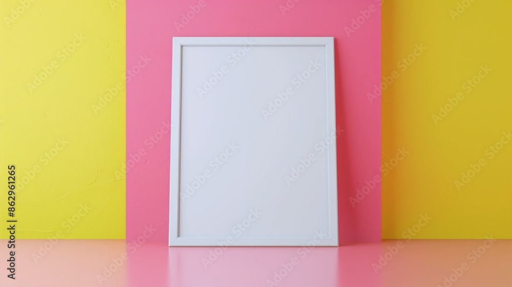 A simple frame on yellow and pink colors, minimalistic style. A simple frame on yellow and pink colors, minimalistic style.