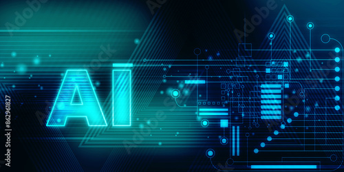 2d illustration Artificial Intelligence (AI) concept