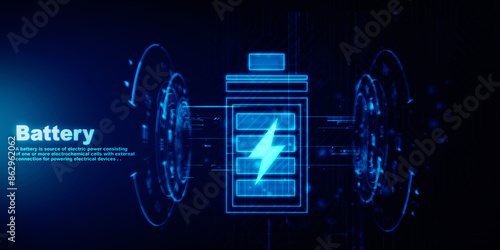 Cuadro en lienzo 2d rendering renewable energy sign with battery