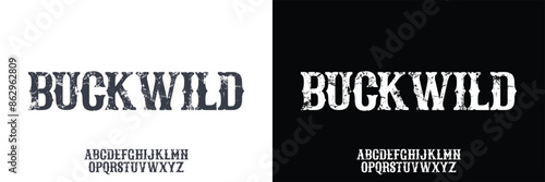 Western style font with distressed texture. Grunge texture. Rough texture