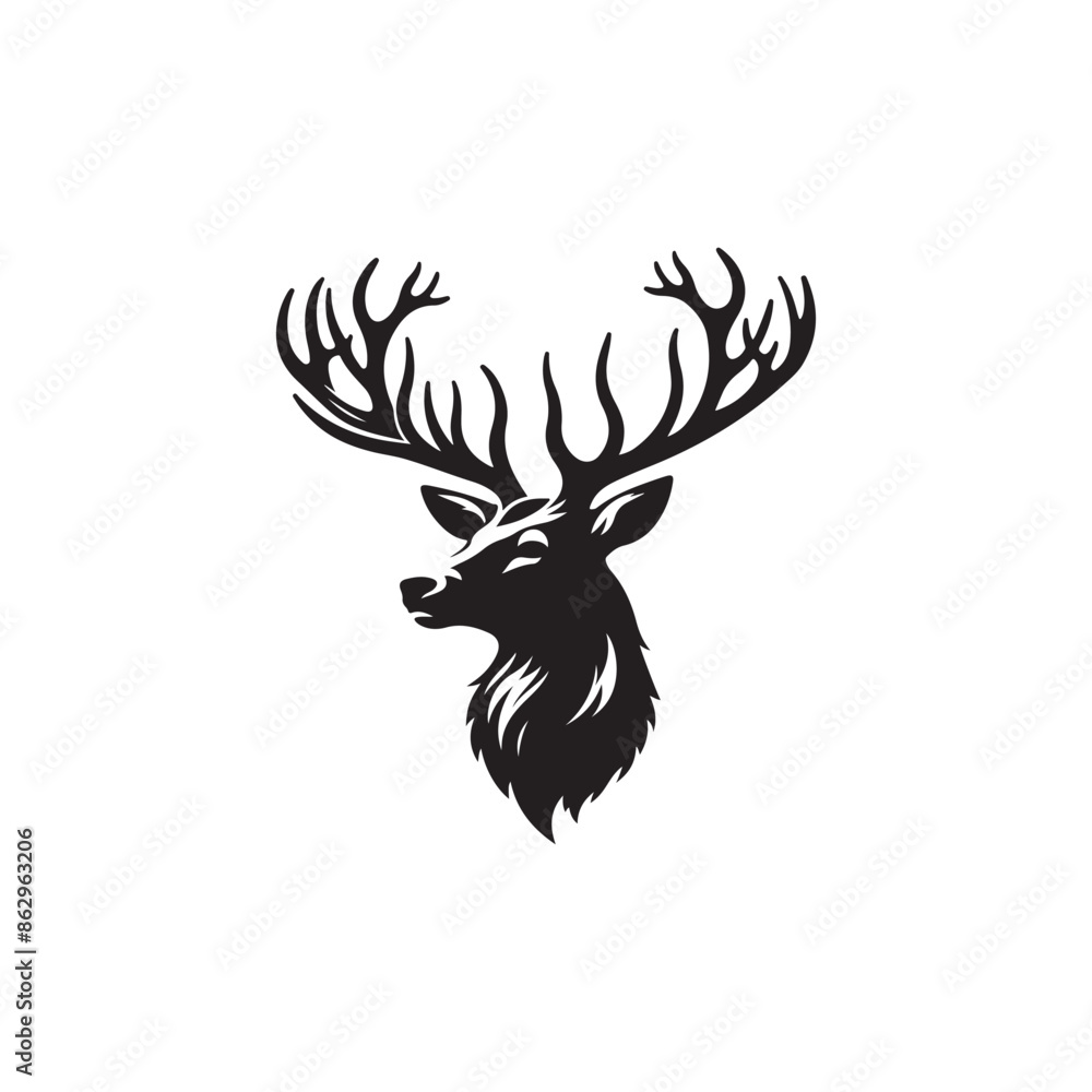 Deer Head Icon Design Silhouette Vector Art Deer Head Icon Design Silhouette Vector Art
