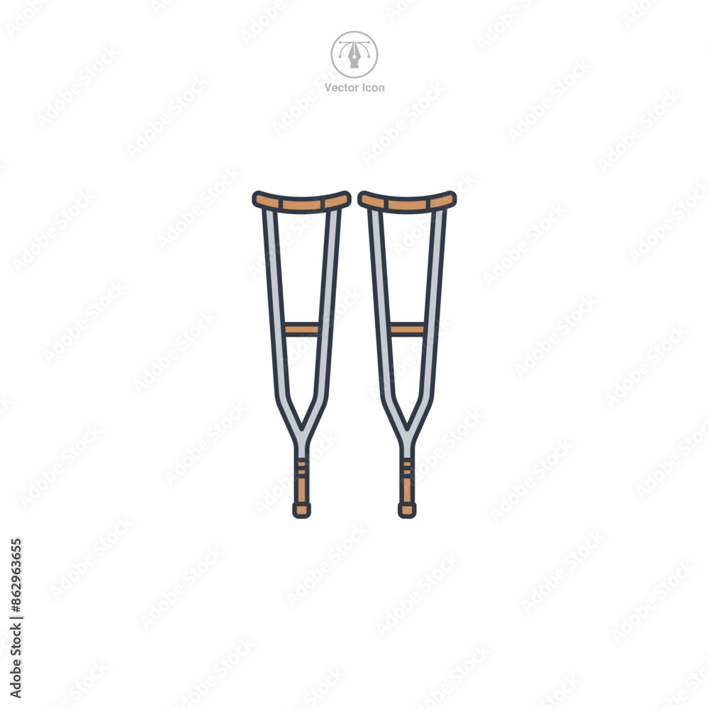 Crutches Icon symbol vector illustration isolated on white background Crutches Icon symbol vector illustration isolated on white background