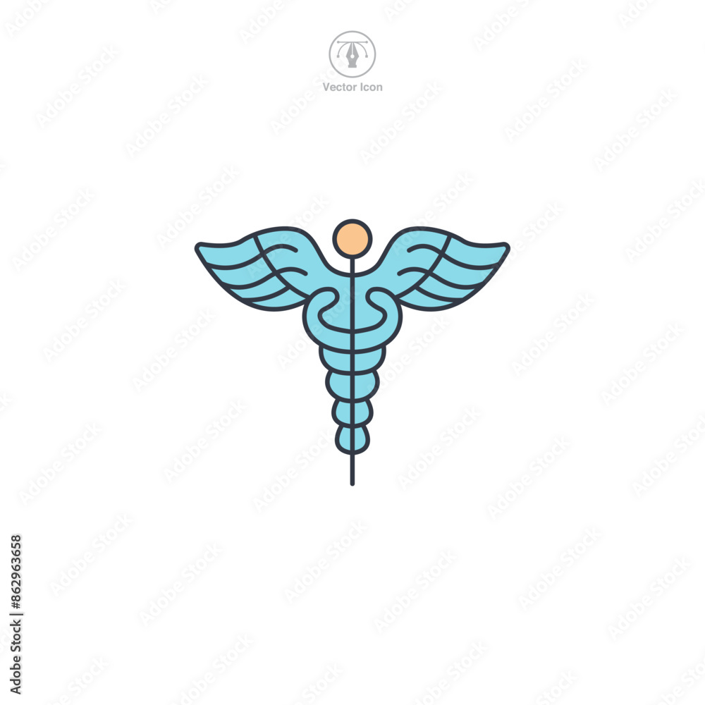 Fototapeta premium Medical Snake Caduceus Icon symbol vector illustration isolated on white background