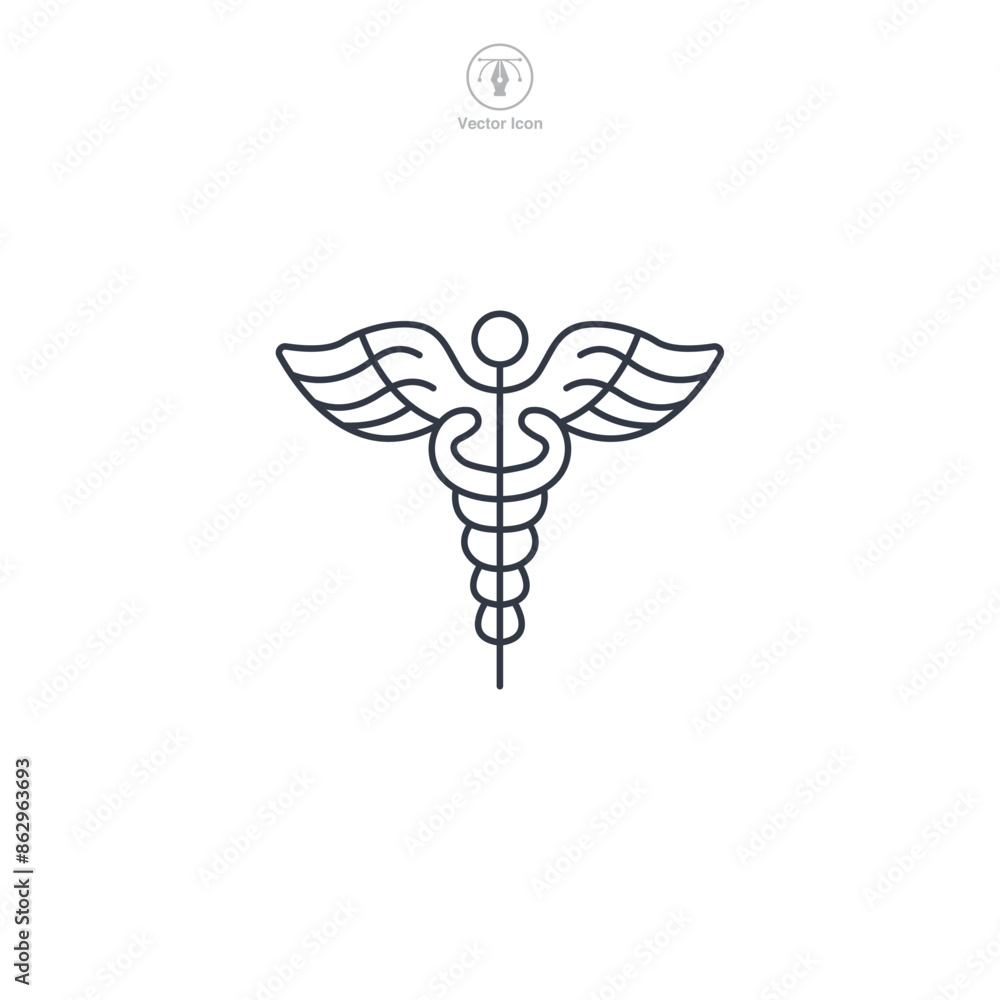 Medical Snake Caduceus Icon symbol vector illustration isolated on white background Medical Snake Caduceus Icon symbol vector illustration isolated on white background