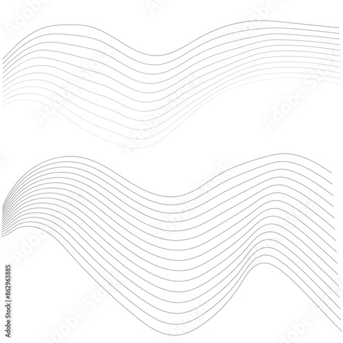 Wavy, waving, billowy and undulating lines. Curvy, squiggle parallel stripes.