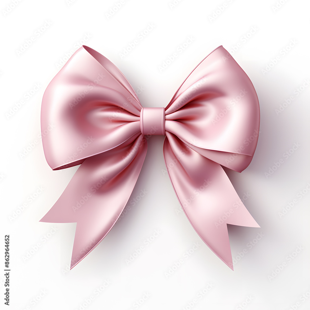 Pink silky bow and ribbon isolated on white background Pink silky bow and ribbon isolated on white background