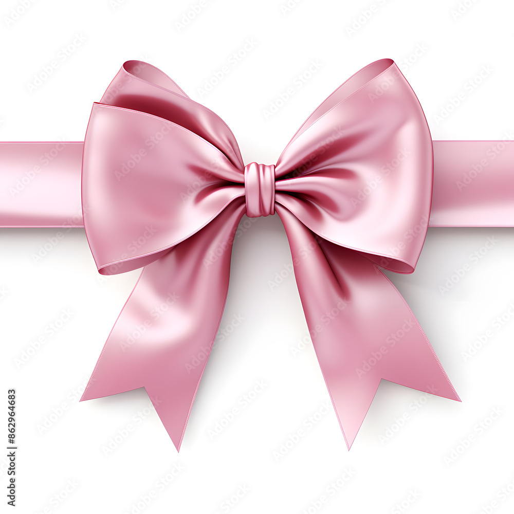 Pink silky bow and ribbon isolated on white background Pink silky bow and ribbon isolated on white background