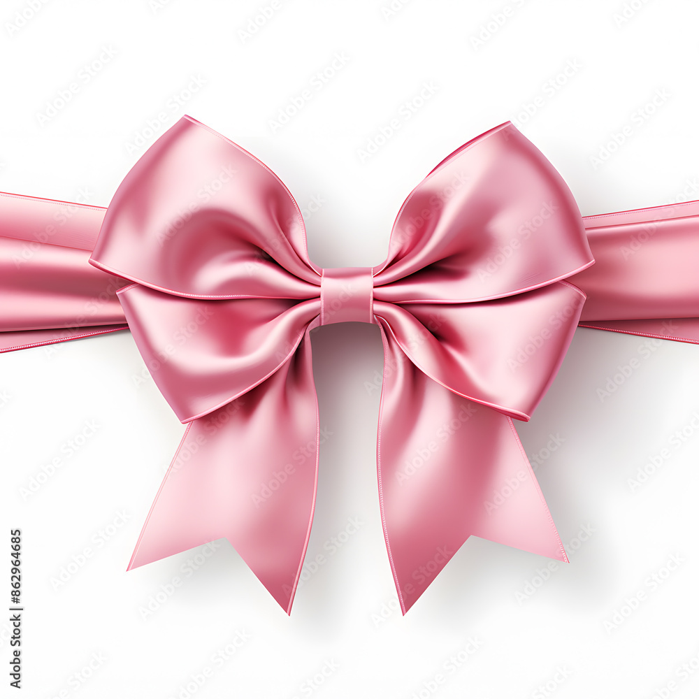 Pink silky bow and ribbon isolated on white background Pink silky bow and ribbon isolated on white background