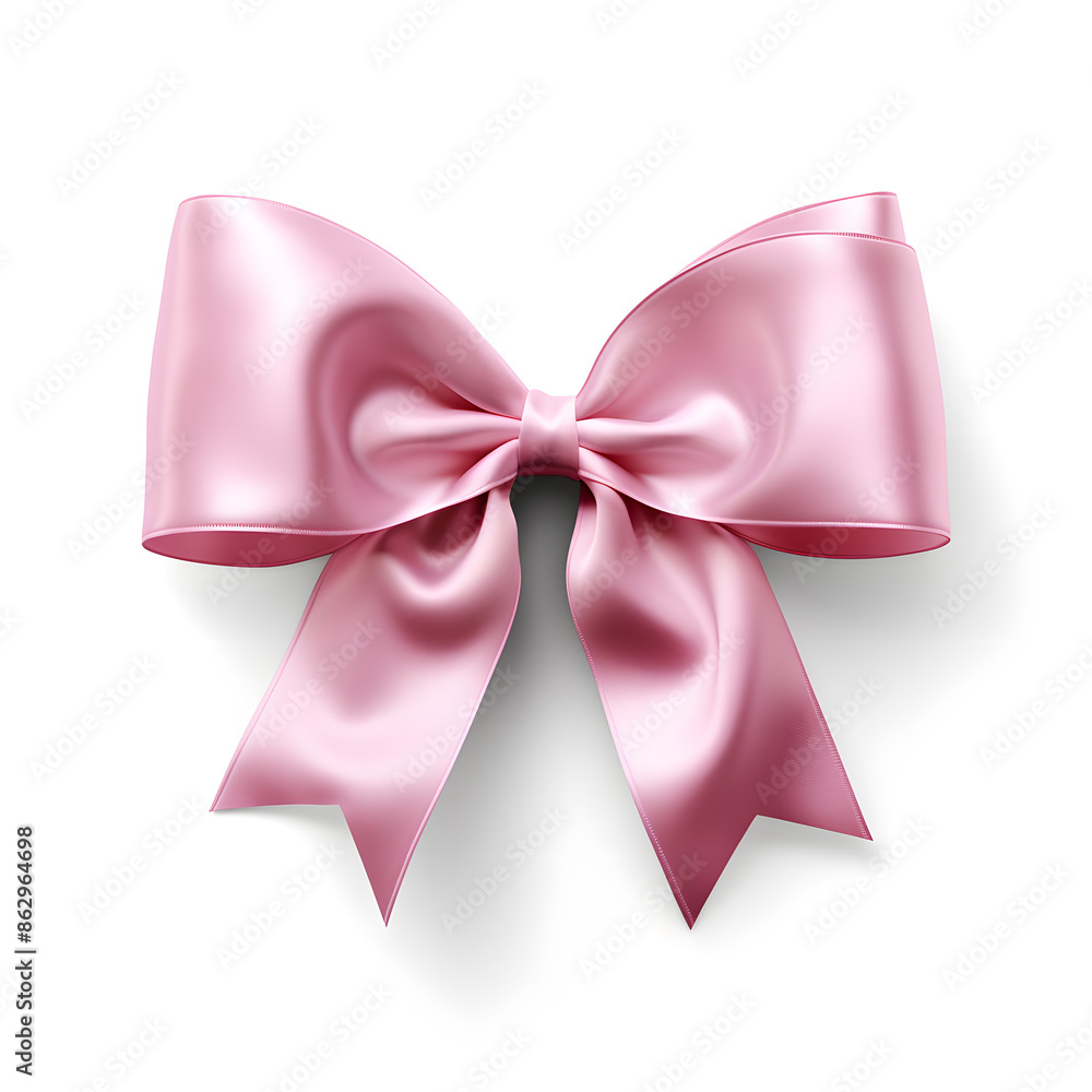 Pink silky bow and ribbon isolated on white background Pink silky bow and ribbon isolated on white background