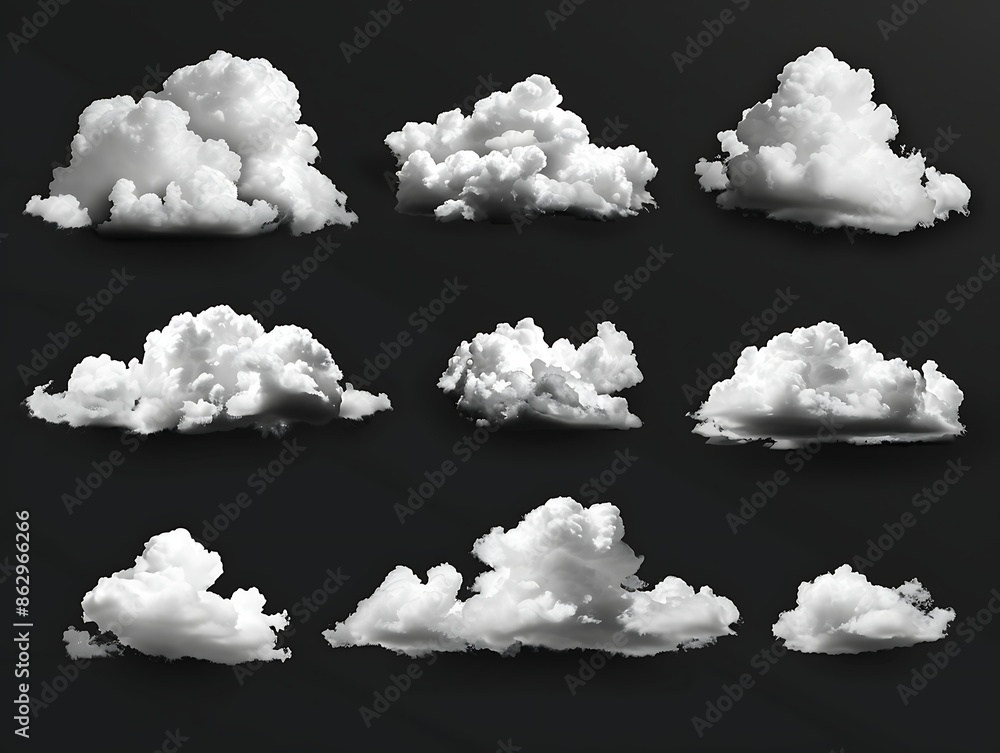 A group of clouds on a black background A group of clouds on a black background