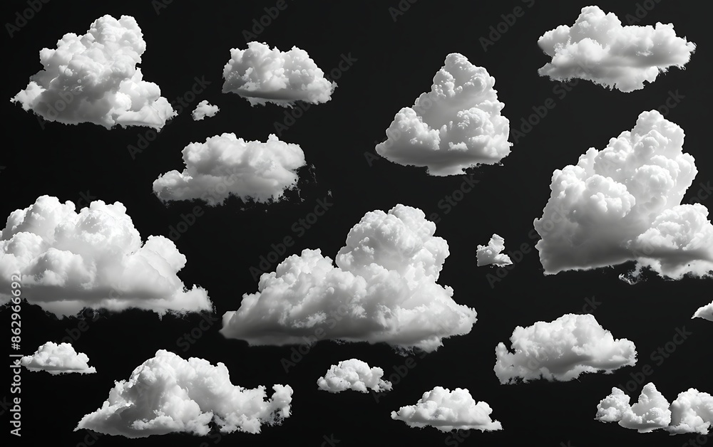 A group of clouds on a black background A group of clouds on a black background