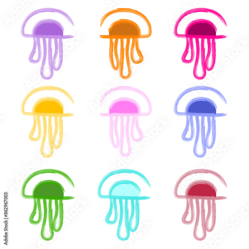 Bright vector background jellyfish