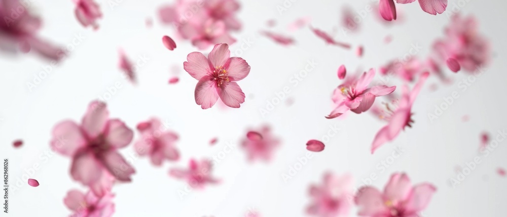 Pink Cherry Blossoms Falling in Slow Motion Pink Cherry Blossoms Falling in Slow Motion