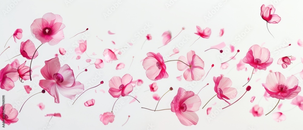 custom made wallpaper toronto digitalPink Flowers Falling Gracefully on White Background