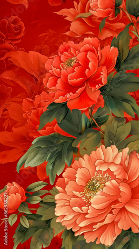 Blooming flowers art mobile phone background