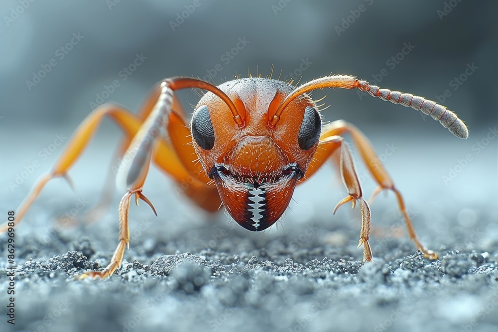A terrifying illustration of an insect named Fire Ant that comes with two mandibles, two antennae, and six legs is staring calmly at the middle point of the illustration. A terrifying illustration of an insect named Fire Ant that comes with two mandibles, two antennae, and six legs is staring calmly at the middle point of the illustration.