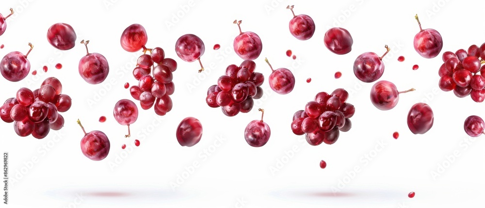 Red Grapes Falling in Mid-Air Red Grapes Falling in Mid-Air
