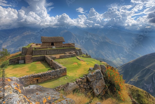 The ancient city of Chavin de Huantar, a major pre-Inca religious center in Peru  photo