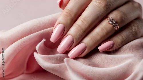 Wallpaper Mural Female hand, beautiful pink manicure trendy Torontodigital.ca