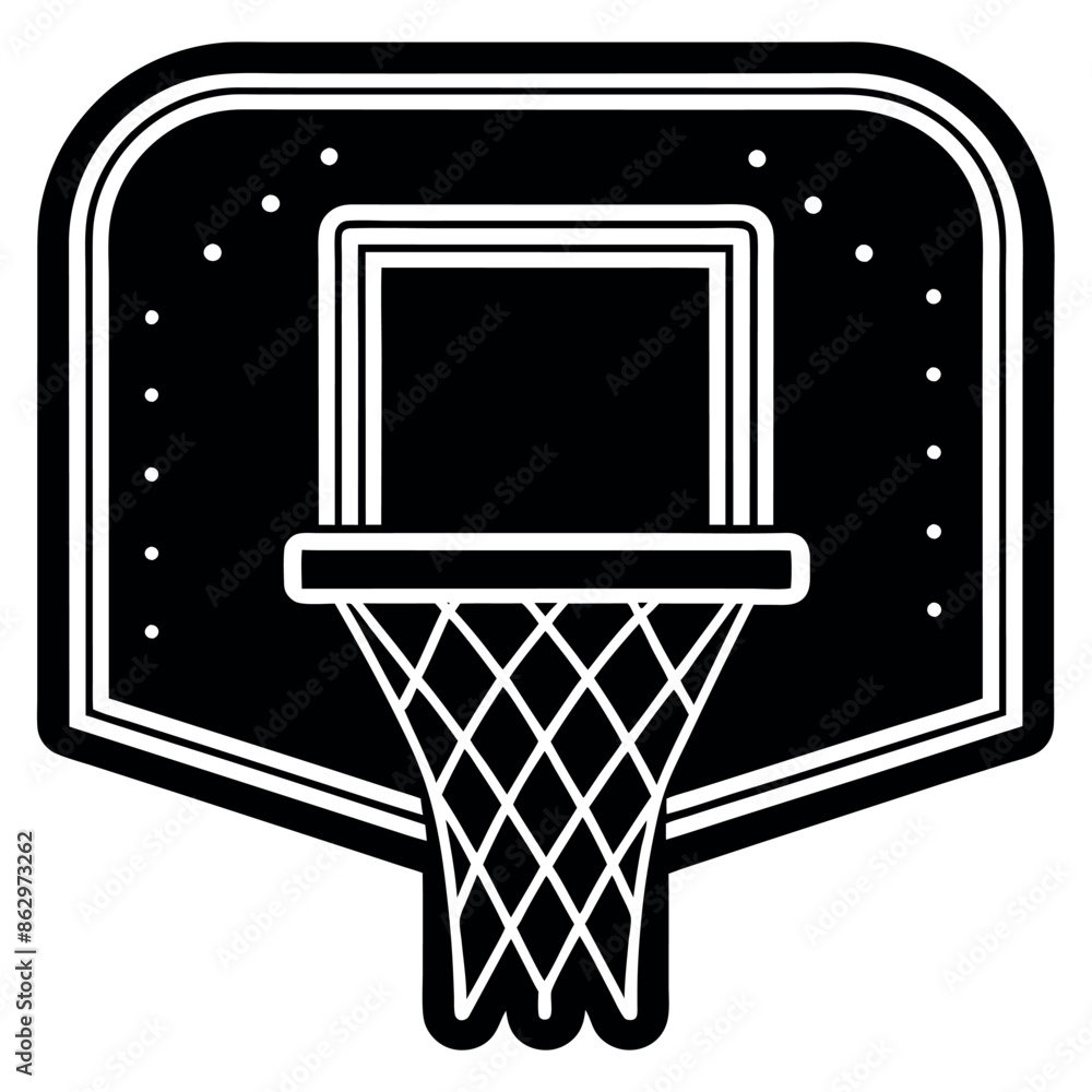 Fototapeta premium Vector basketball emblem including a ring hoop and net sports competitions in both indoor and outdoor basketball 