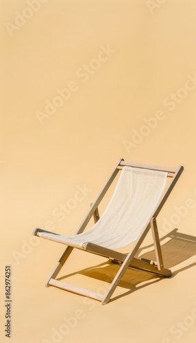 Yellow deck chair isolated on yellow background