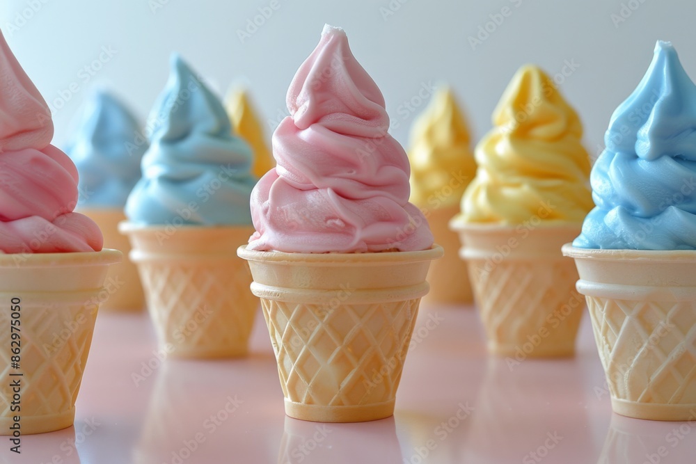 Ice Cream Cones in Pastel Colors Ice Cream Cones in Pastel Colors