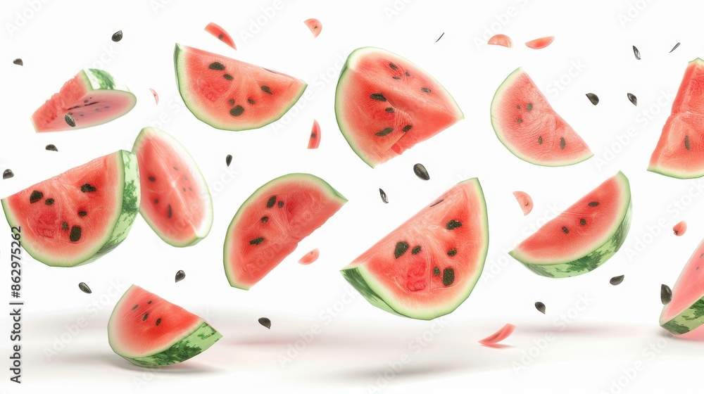 Watermelon Slices Falling Through the Air Watermelon Slices Falling Through the Air