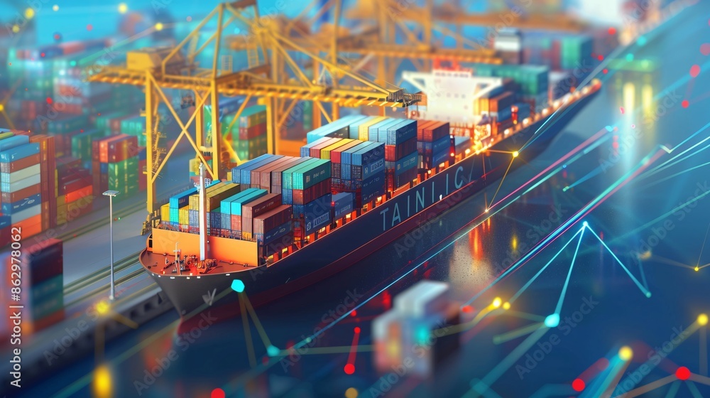 Obraz premium Third-party logistics service for transport and warehousing.