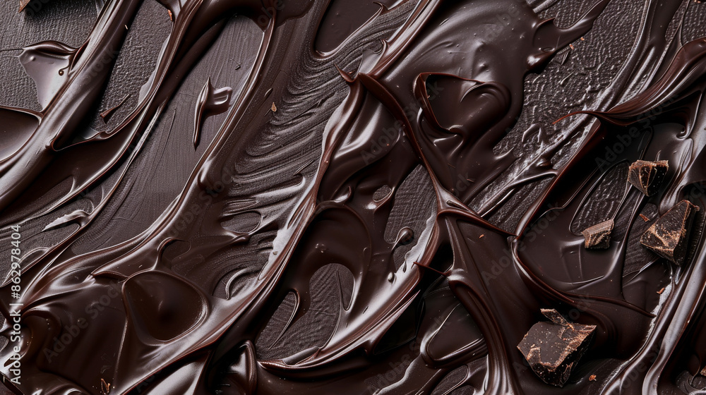 Obraz premium Chocolate background. Melted chocolate surface. Chocolate surface.