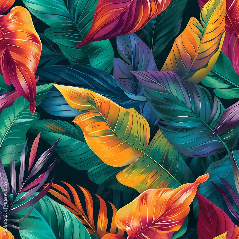 Vibrant Jungle Leaves Pattern Vibrant Jungle Leaves Pattern