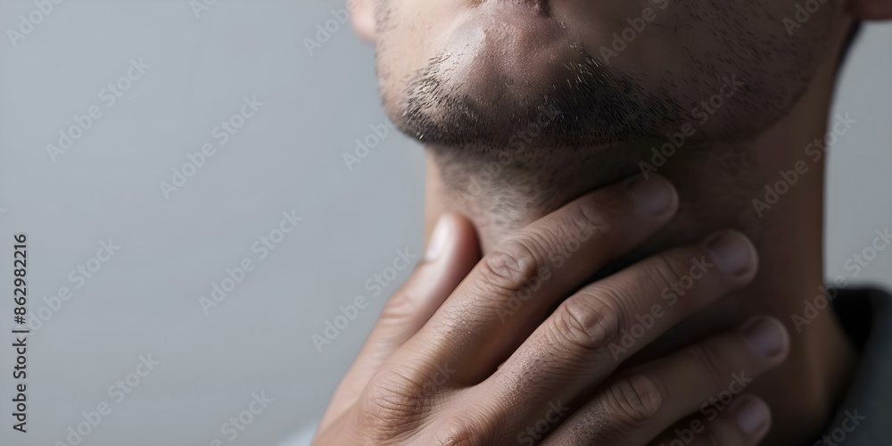 Fototapeta premium Dealing with a Sore Throat Causes and Remedies. Concept Sore Throat Causes, Sore Throat Remedies, Throat Inflammation, Home Remedies, Medical Treatments