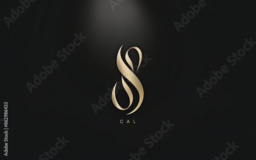 Luxury gold flower logo on a black background