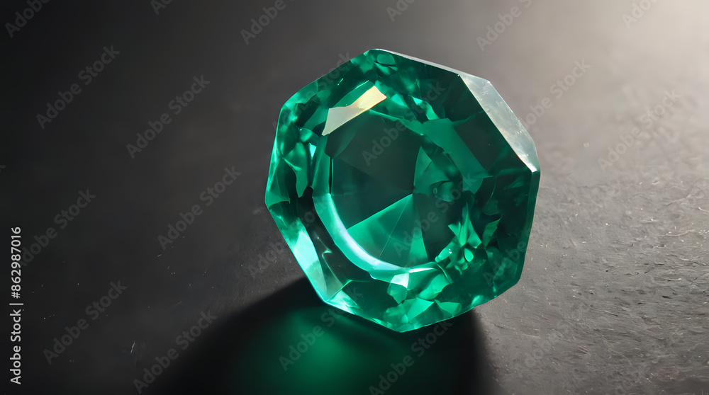 a close up of a green diamond on a black surface a close up of a green diamond on a black surface