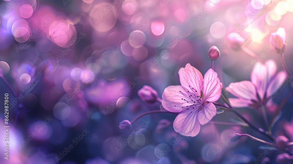Blurred background with an emphasis on a violet pink flower Blurred background with an emphasis on a violet pink flower