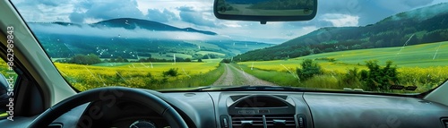 Scenic Car Dashboard View T...