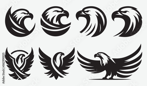 Eagle vector art illustration silhouette collection 