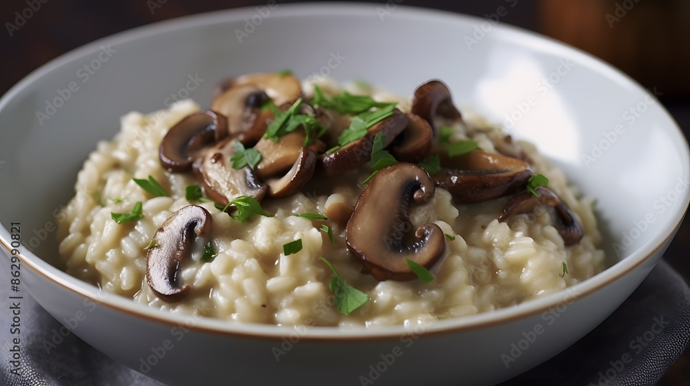 Close up view of appetizing mushroom risotto. Close up view of appetizing mushroom risotto.