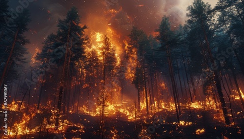 Aerial View of a Forest Fire Burning During the Daytime
