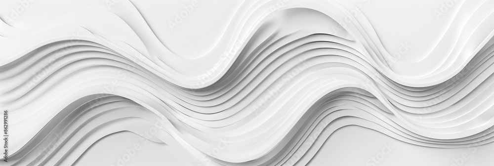 Obraz premium White wave pattern background with three-dimensional abstract lines.
