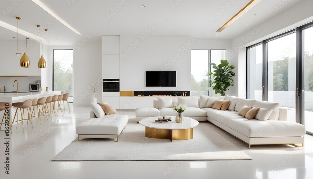 Photo interior modern design room 3d illustration Photo interior modern design room 3d illustration